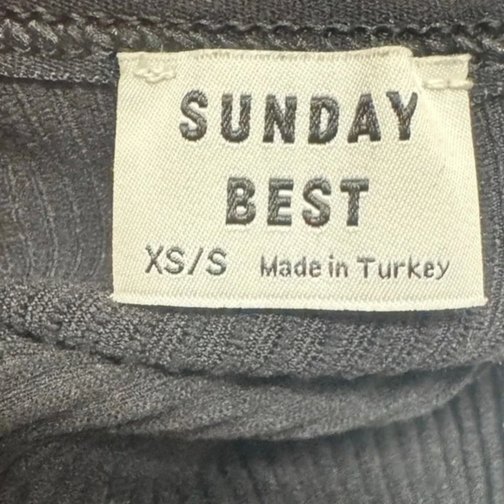 Sunday Best Black Ribbed Bodycon Mini‎ Dress XS/S Adjustable Straps Y2K Sexy - Picture 4 of 7